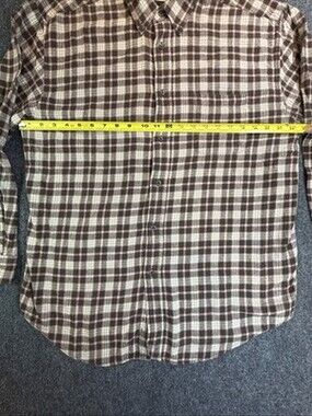 Preswick & Moore Flannel Shirt Mens XL Brown Cream Plaid Button Down Cotton